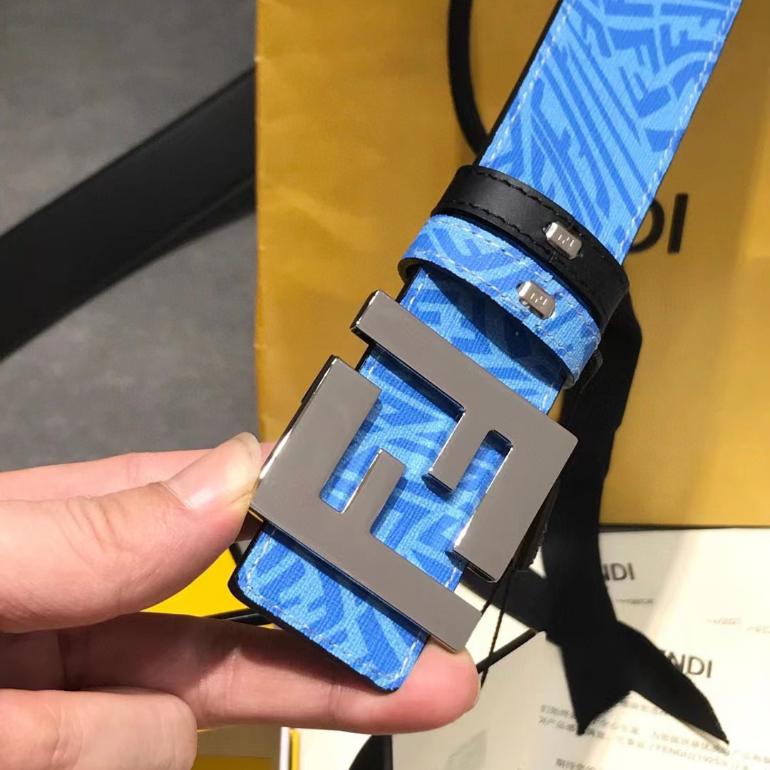 Fendi Blue Leather Belt - PerfectKickZ