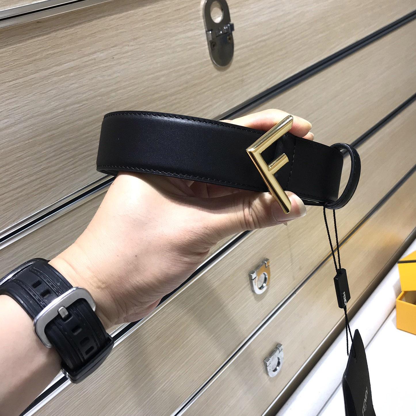 Fendi Black Leather Belt - PerfectKickZ