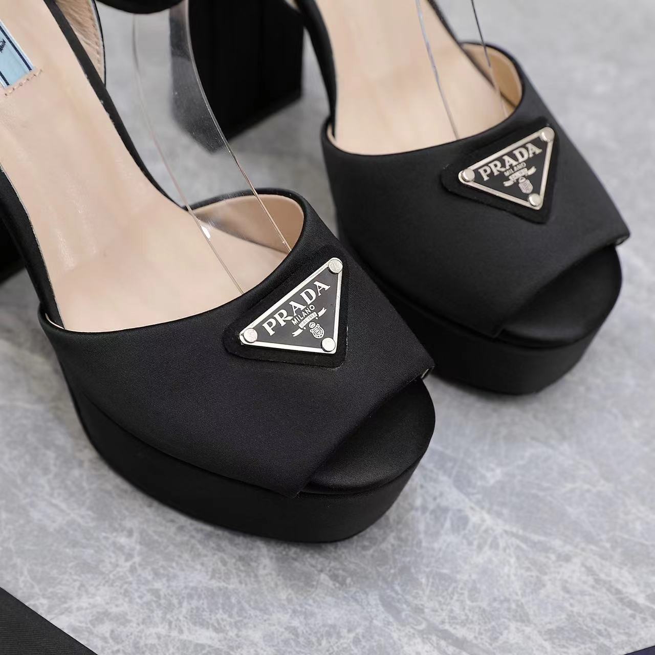Prada High-Heeled Satin Sandals - PerfectKickZ