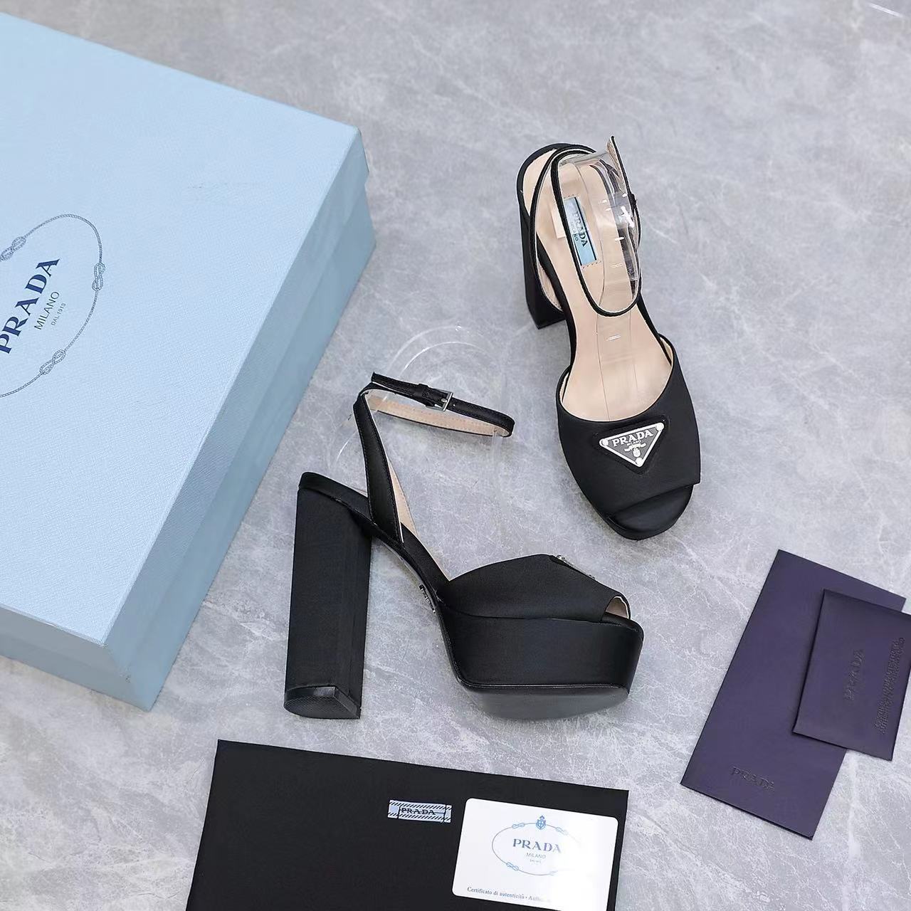 Prada High-Heeled Satin Sandals - PerfectKickZ