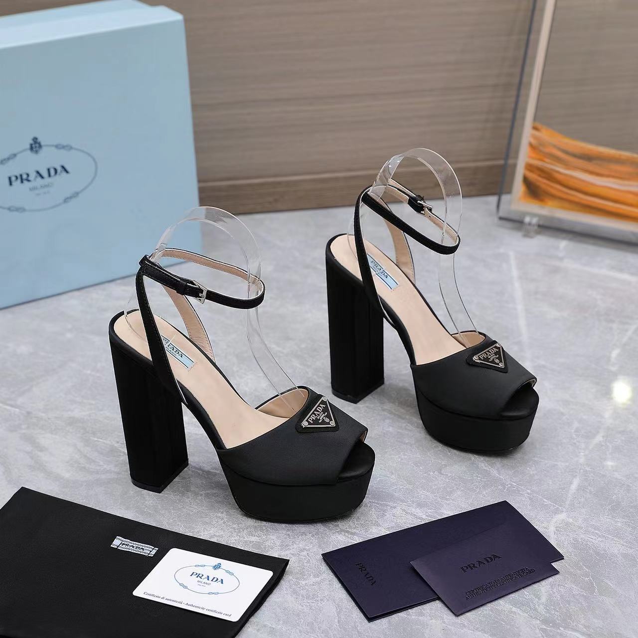 Prada High-Heeled Satin Sandals - PerfectKickZ