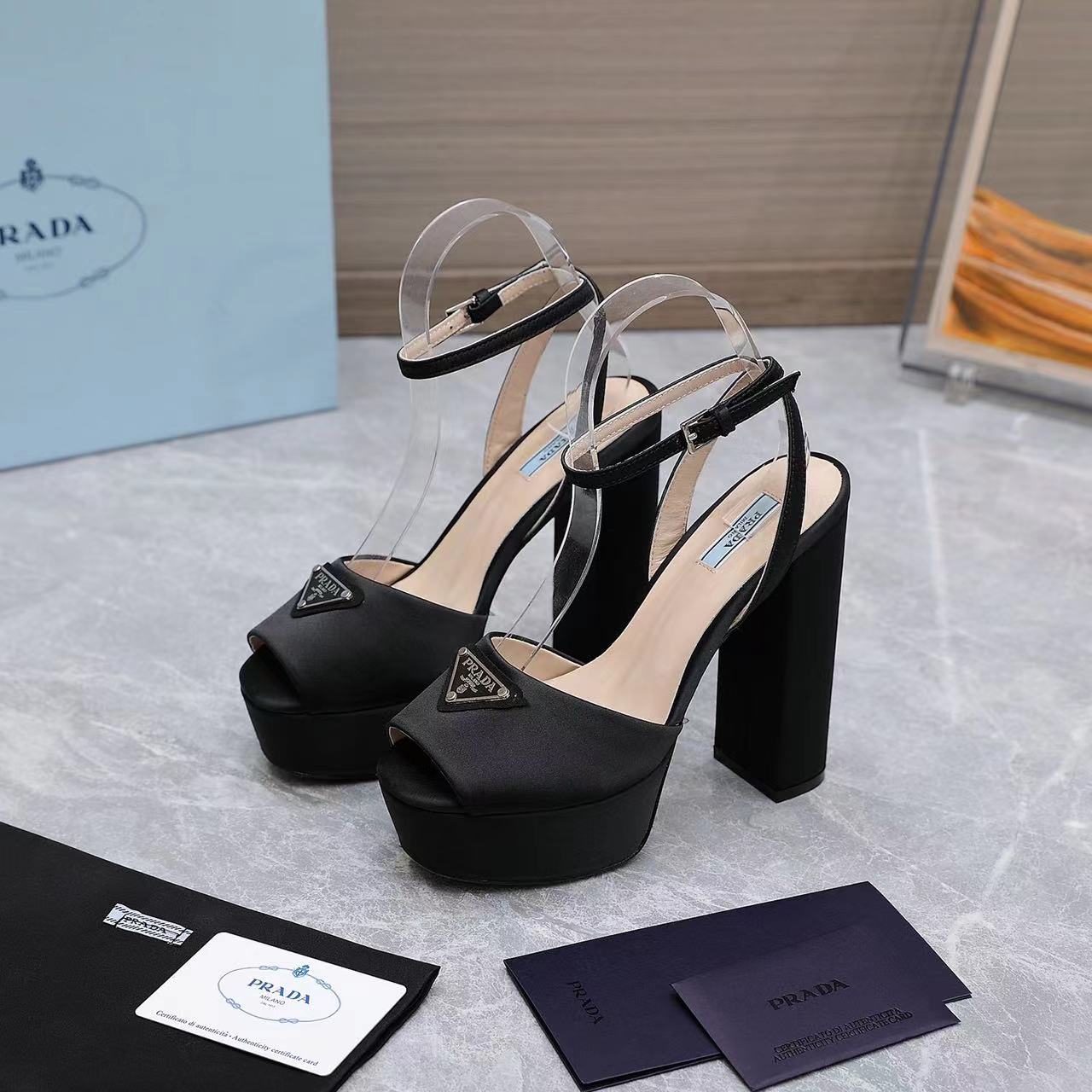 Prada High-Heeled Satin Sandals - PerfectKickZ