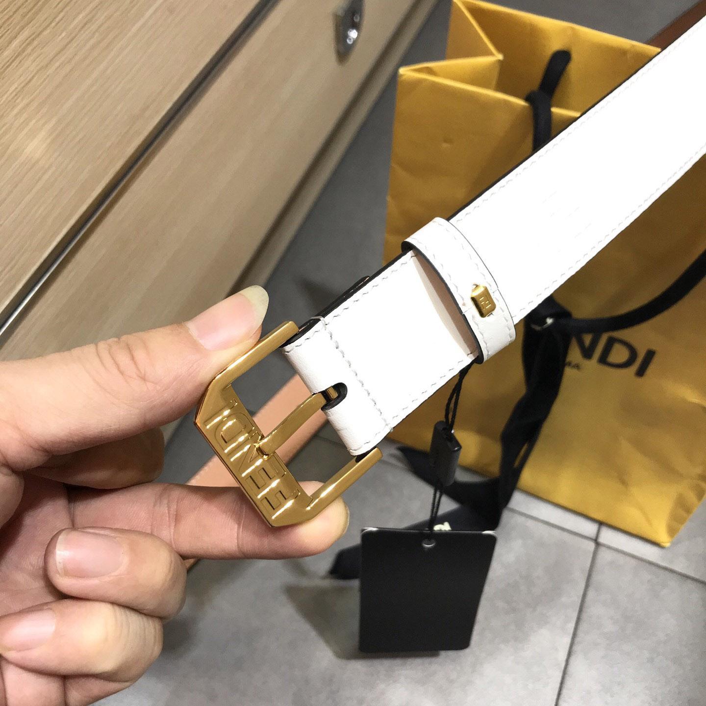 Fendi White Leather Belt - PerfectKickZ