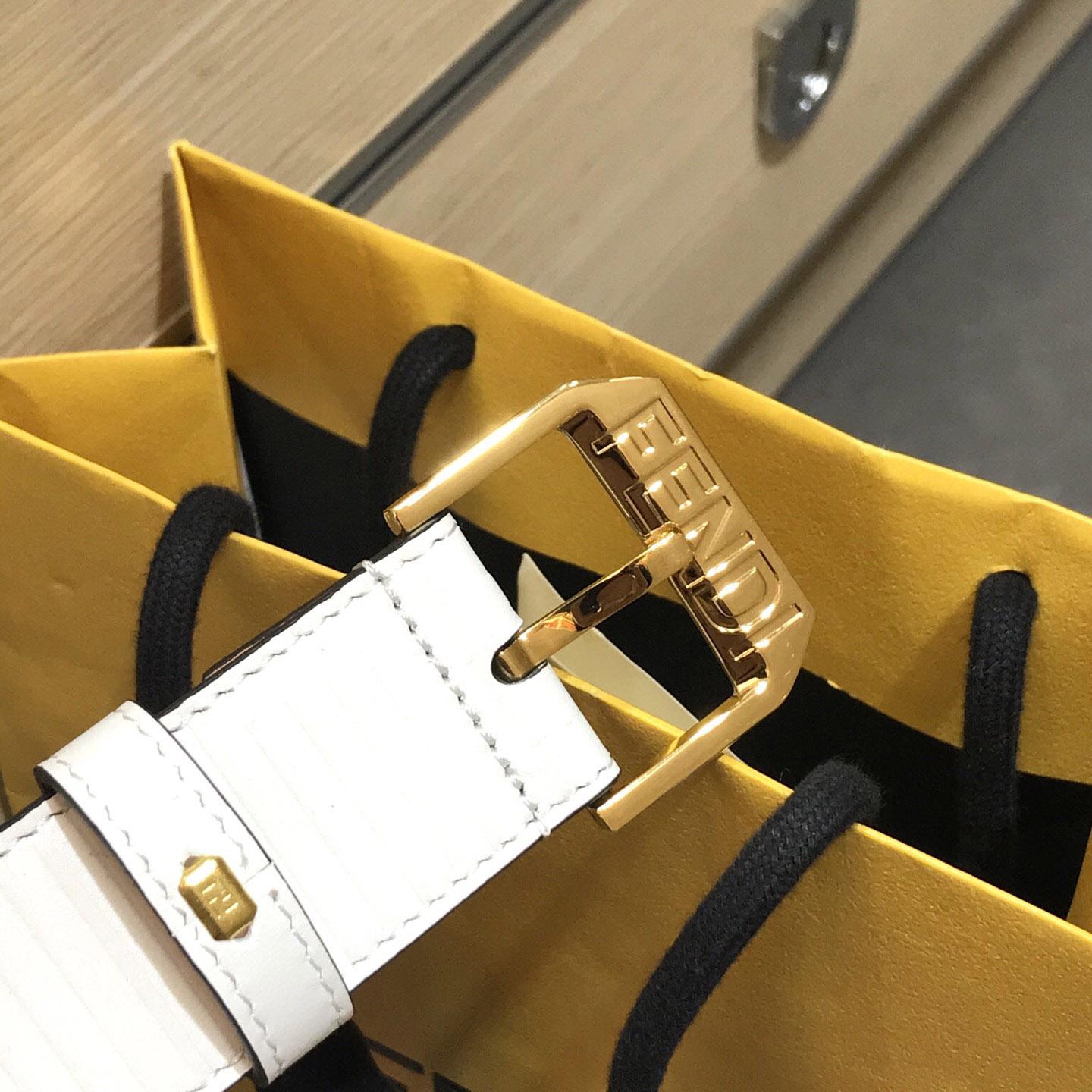 Fendi White Leather Belt - PerfectKickZ