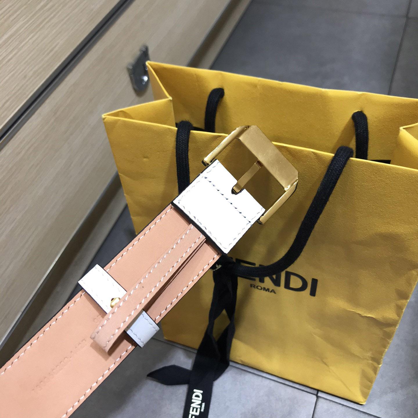 Fendi White Leather Belt - PerfectKickZ