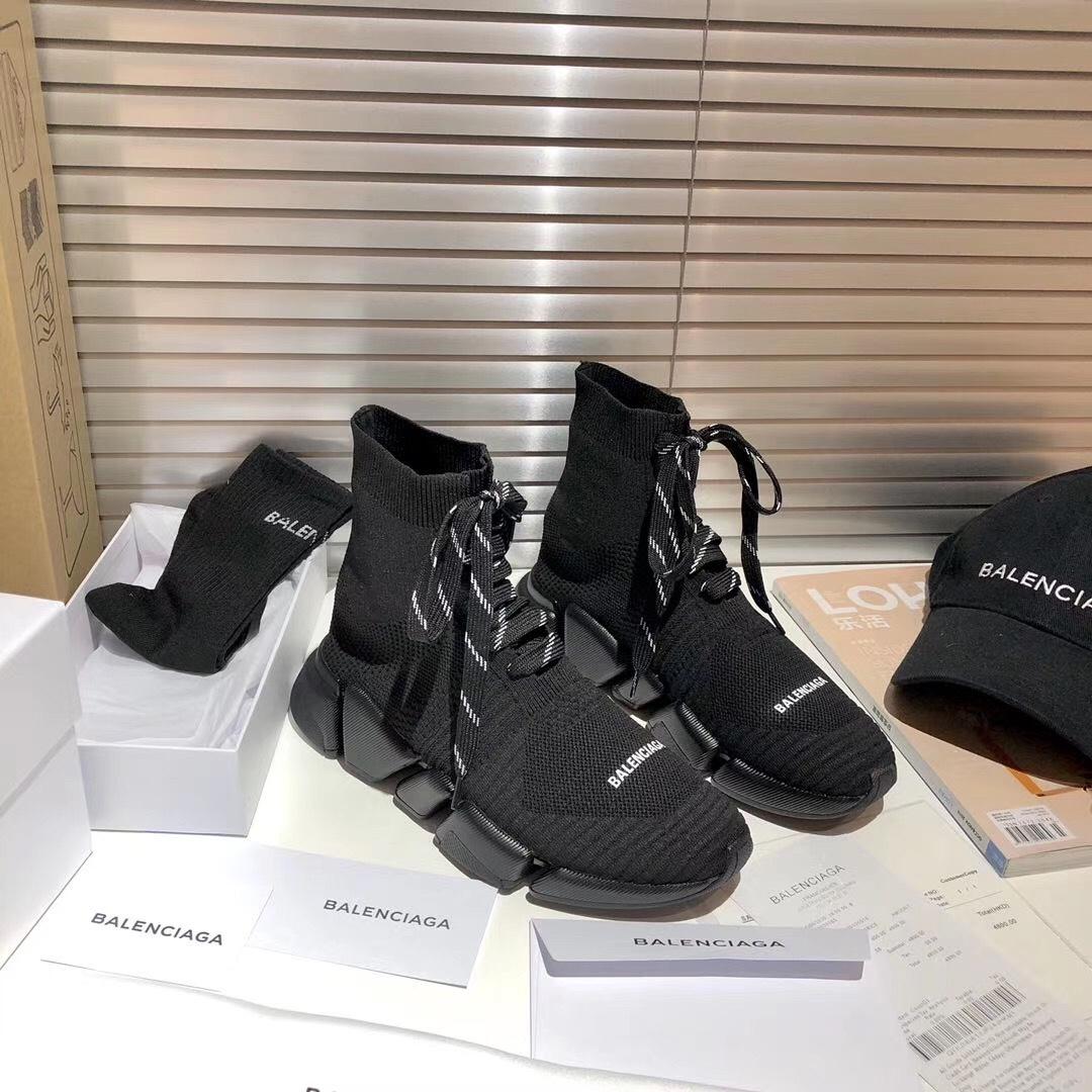 Balenciaga Speed 2.0 Lace-Up Sneaker In Black Recycled Knit - PerfectKickZ