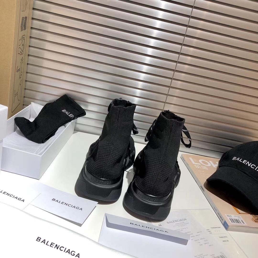 Balenciaga Speed 2.0 Lace-Up Sneaker In Black Recycled Knit - PerfectKickZ