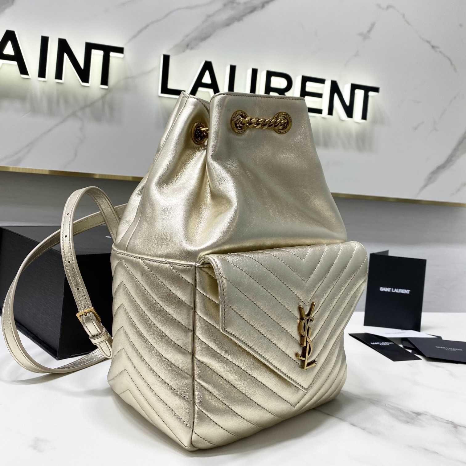 Saint Laurent Joe Drawstring Quilted Backpack(22-29-15cm) - PerfectKickZ