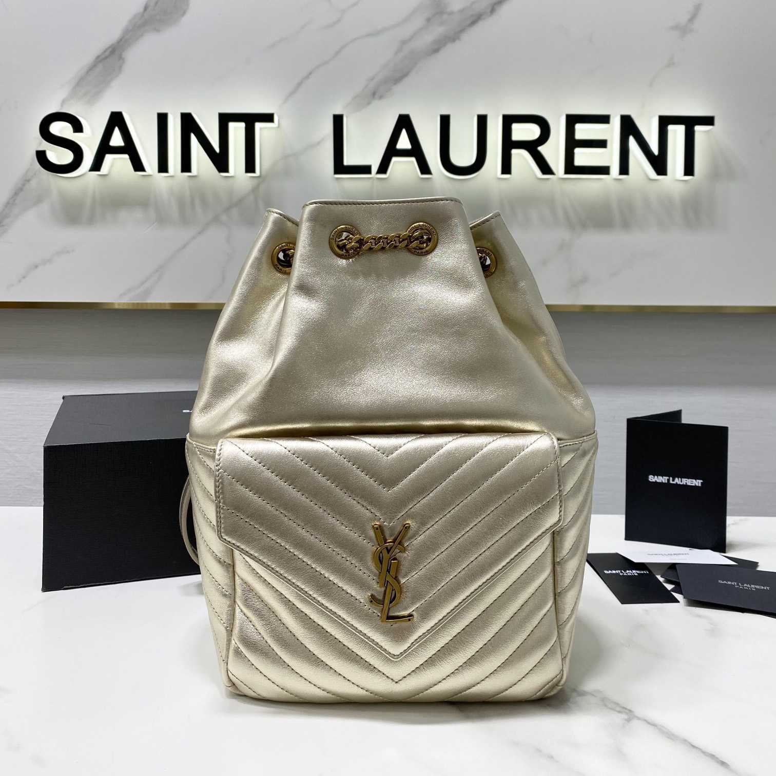 Saint Laurent Joe Drawstring Quilted Backpack(22-29-15cm) - PerfectKickZ