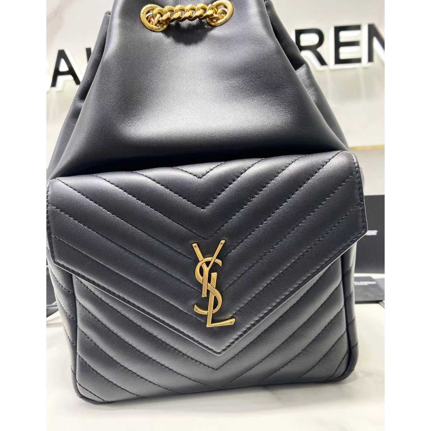 Saint Laurent Joe Drawstring Quilted Backpack(22-29-15cm) - PerfectKickZ