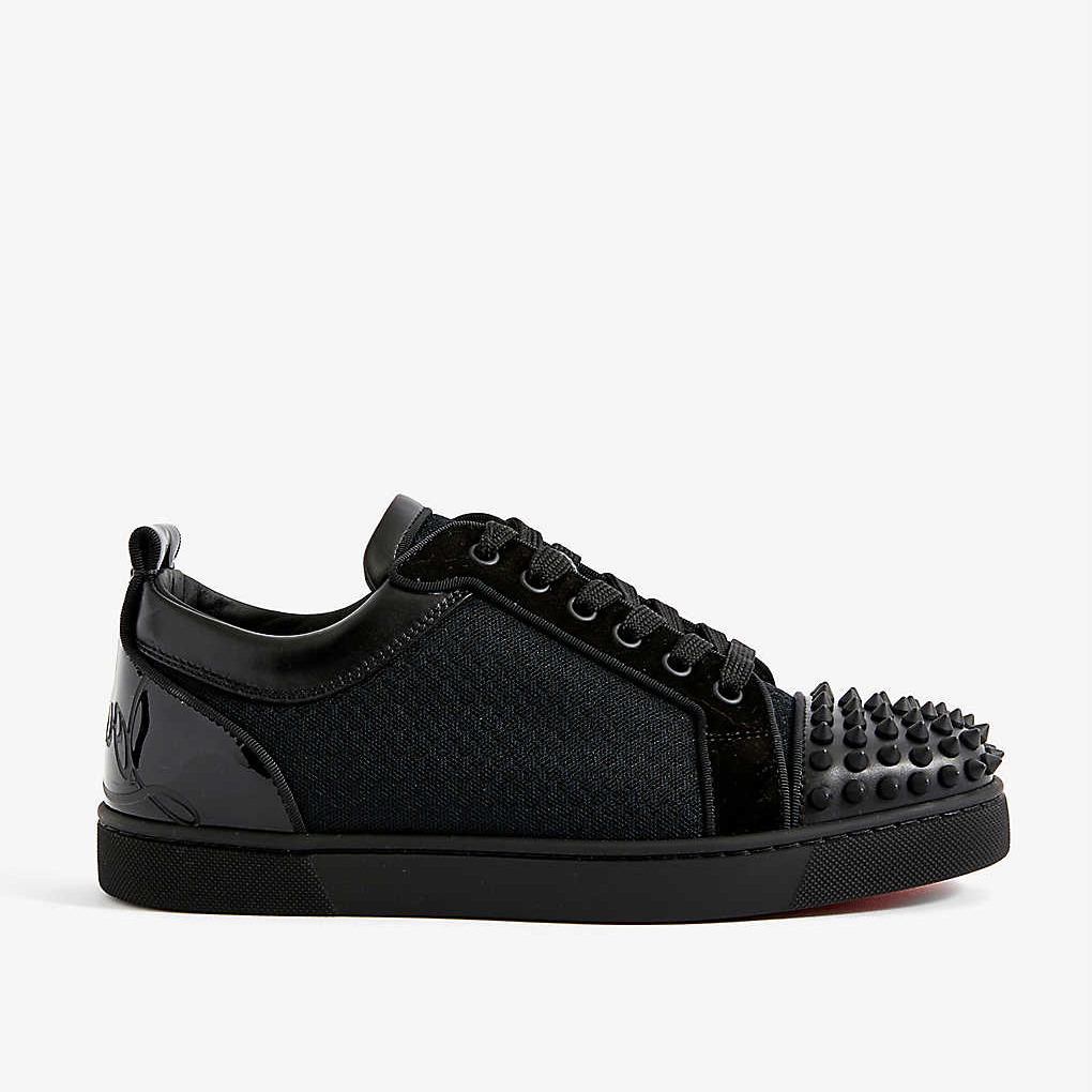 Christian Louboutin Fun Louis Junior Spike-Embellished Leather And Mesh Low-Top Trainers - PerfectKickZ