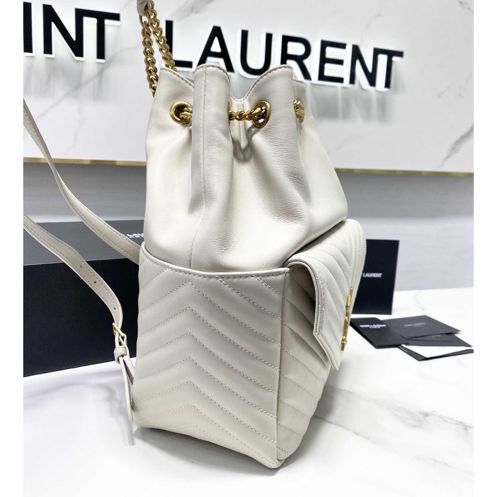 Saint Laurent Joe Drawstring Quilted Backpack(22-29-15cm) - PerfectKickZ