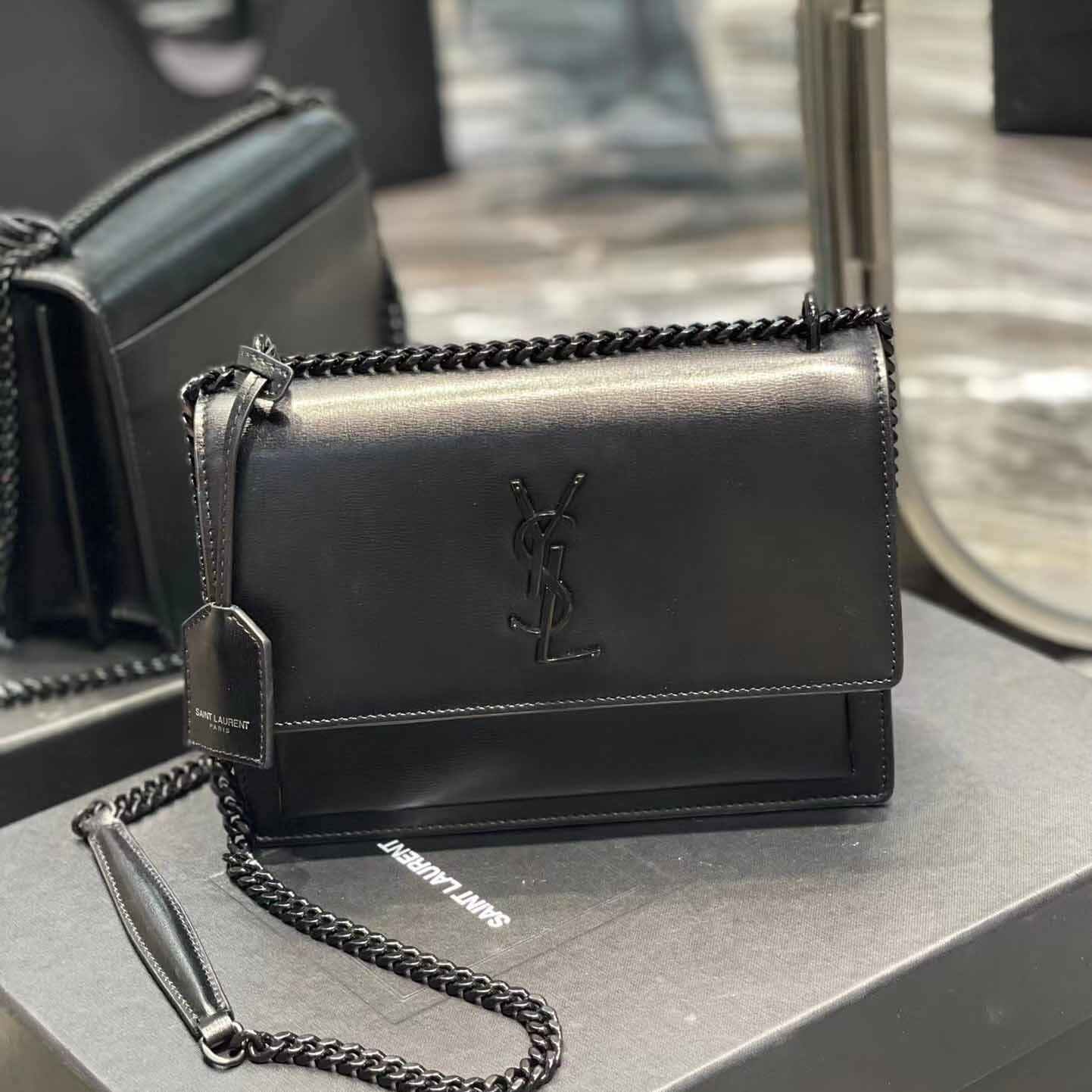 Saint Laurent Sunset Medium Chain Bag In Smooth Leather(22-8-16cm) - PerfectKickZ