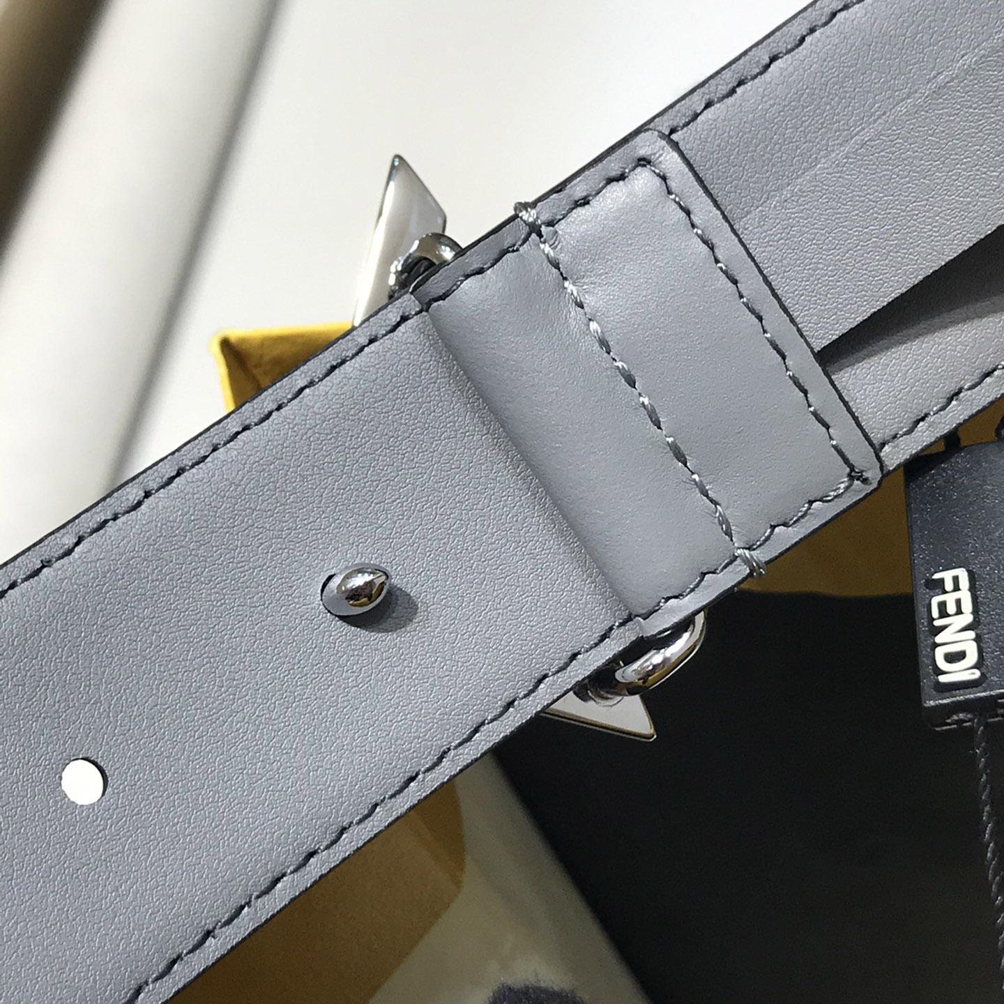 Fendi Pale Gray Leather Belt - PerfectKickZ