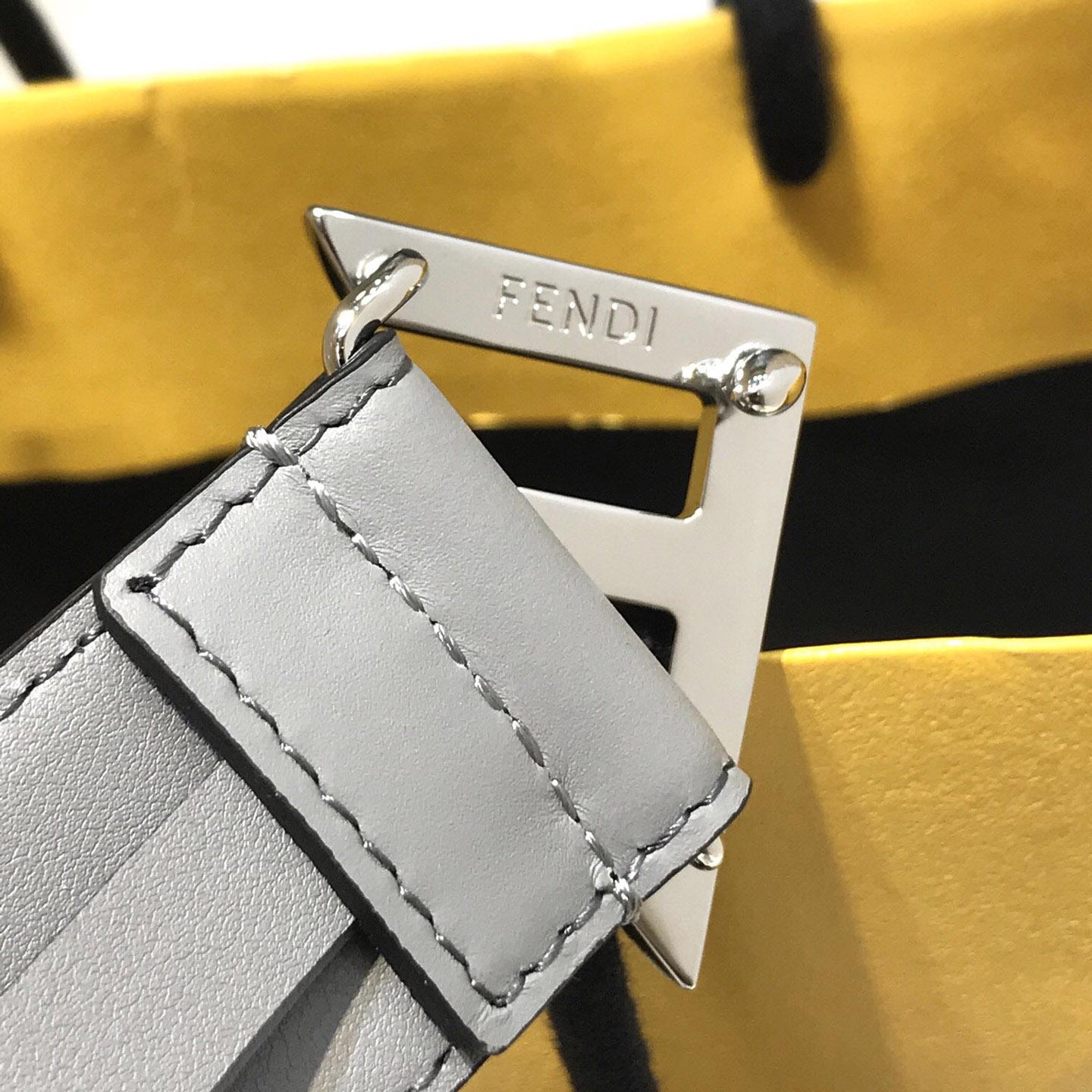 Fendi Pale Gray Leather Belt - PerfectKickZ