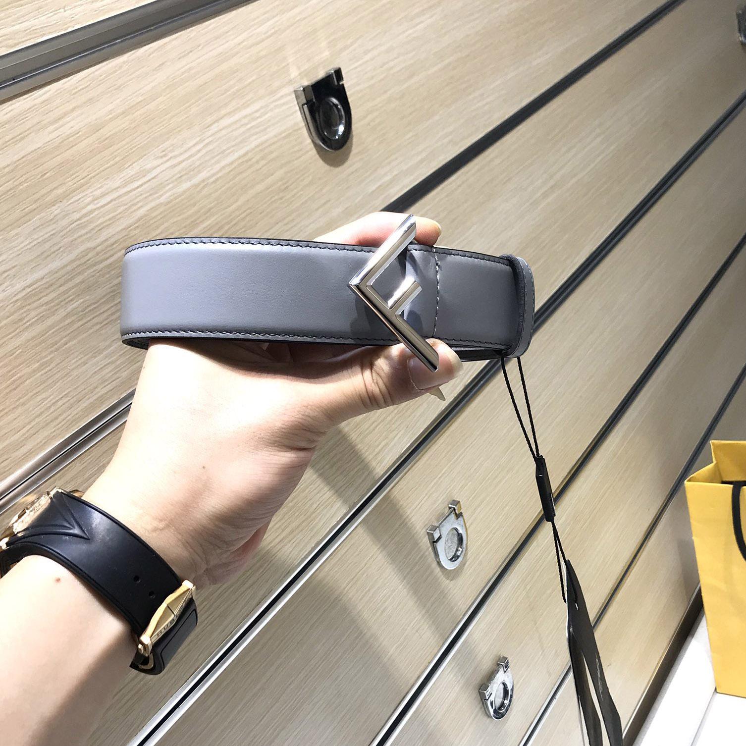 Fendi Pale Gray Leather Belt - PerfectKickZ