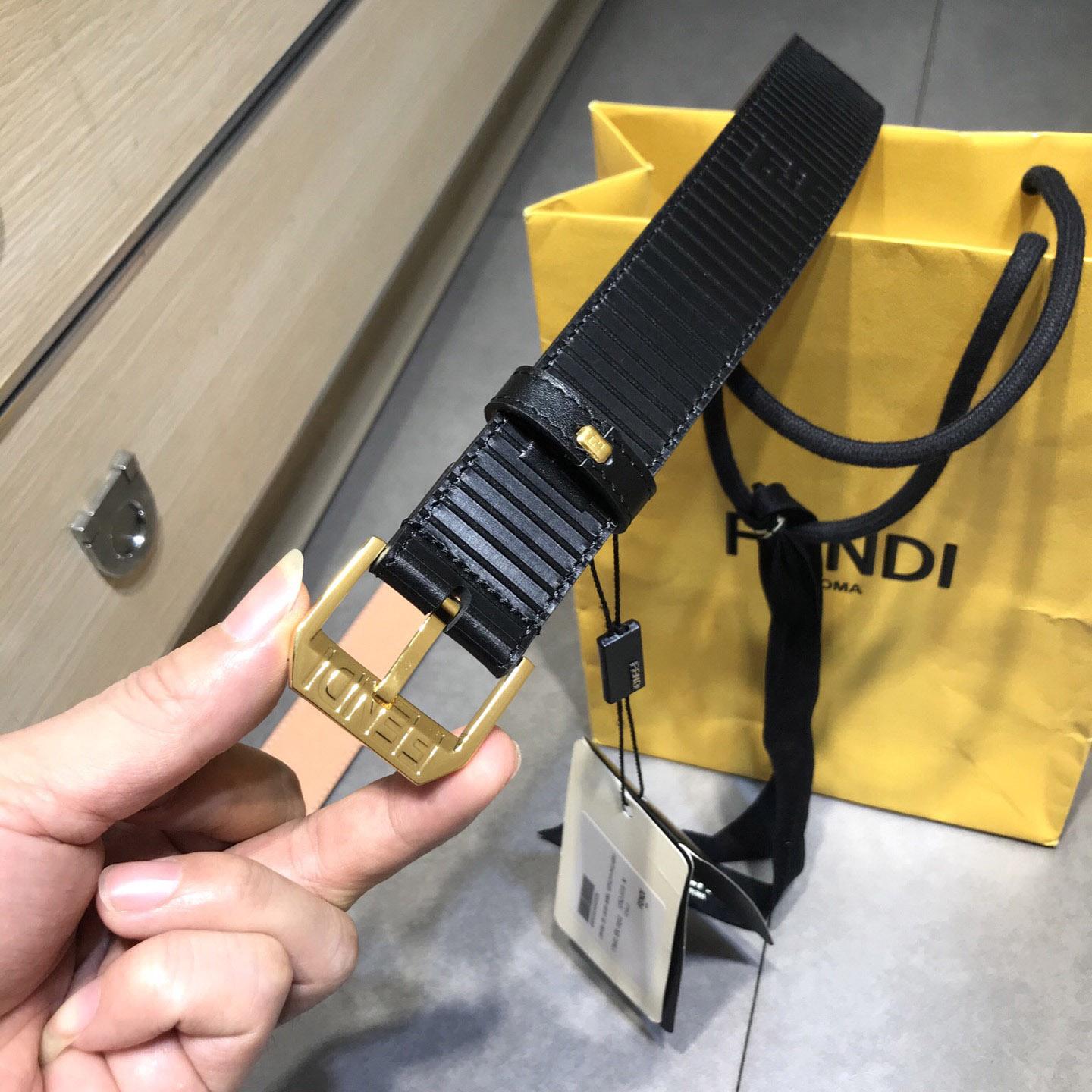 Fendi Black Leather Belt - PerfectKickZ