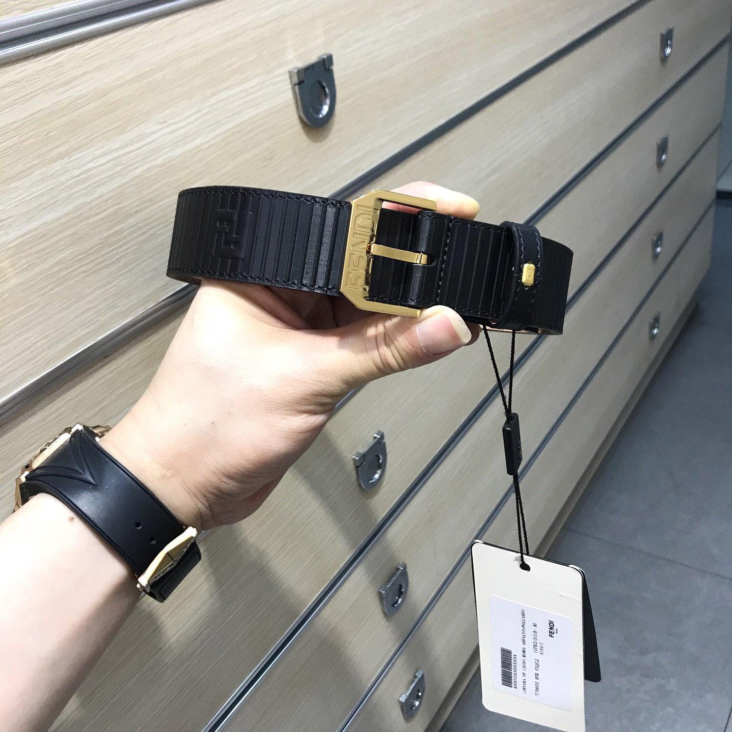 Fendi Black Leather Belt - PerfectKickZ