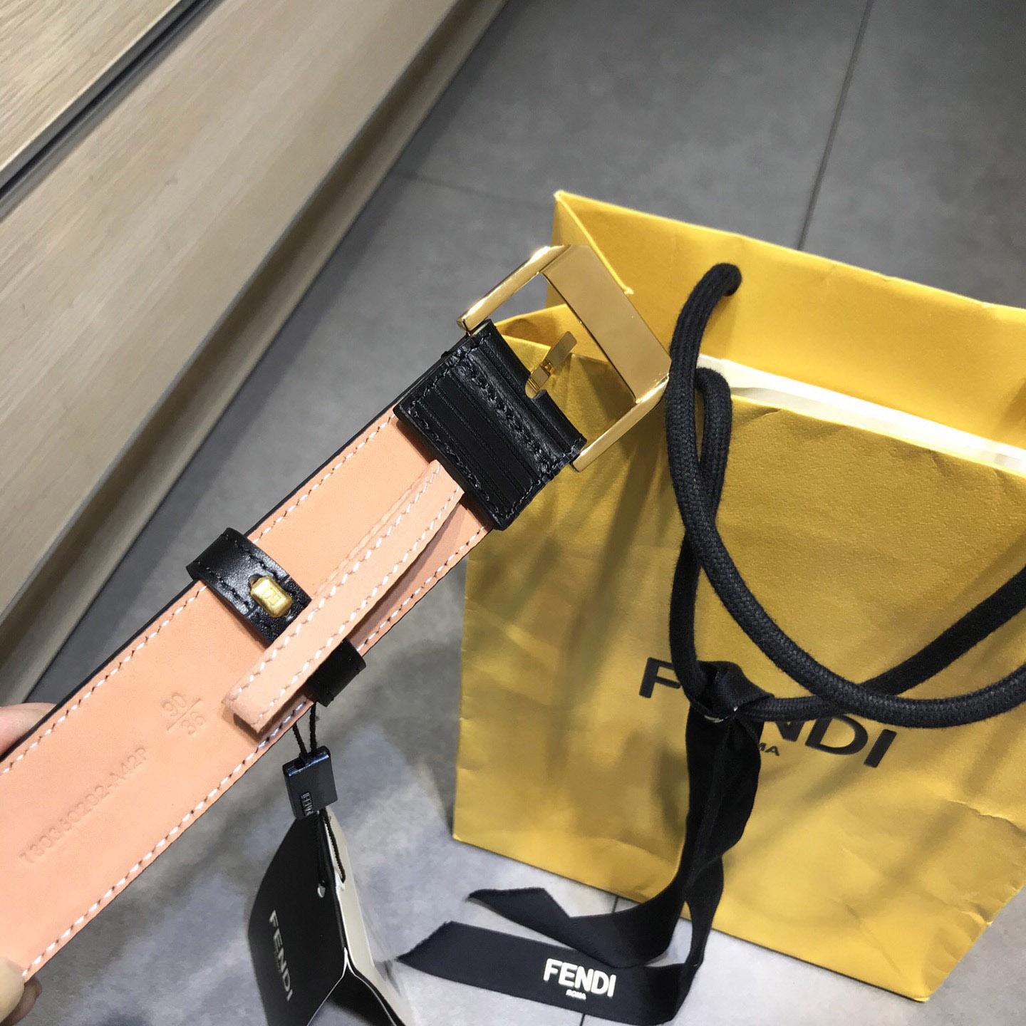 Fendi Black Leather Belt - PerfectKickZ