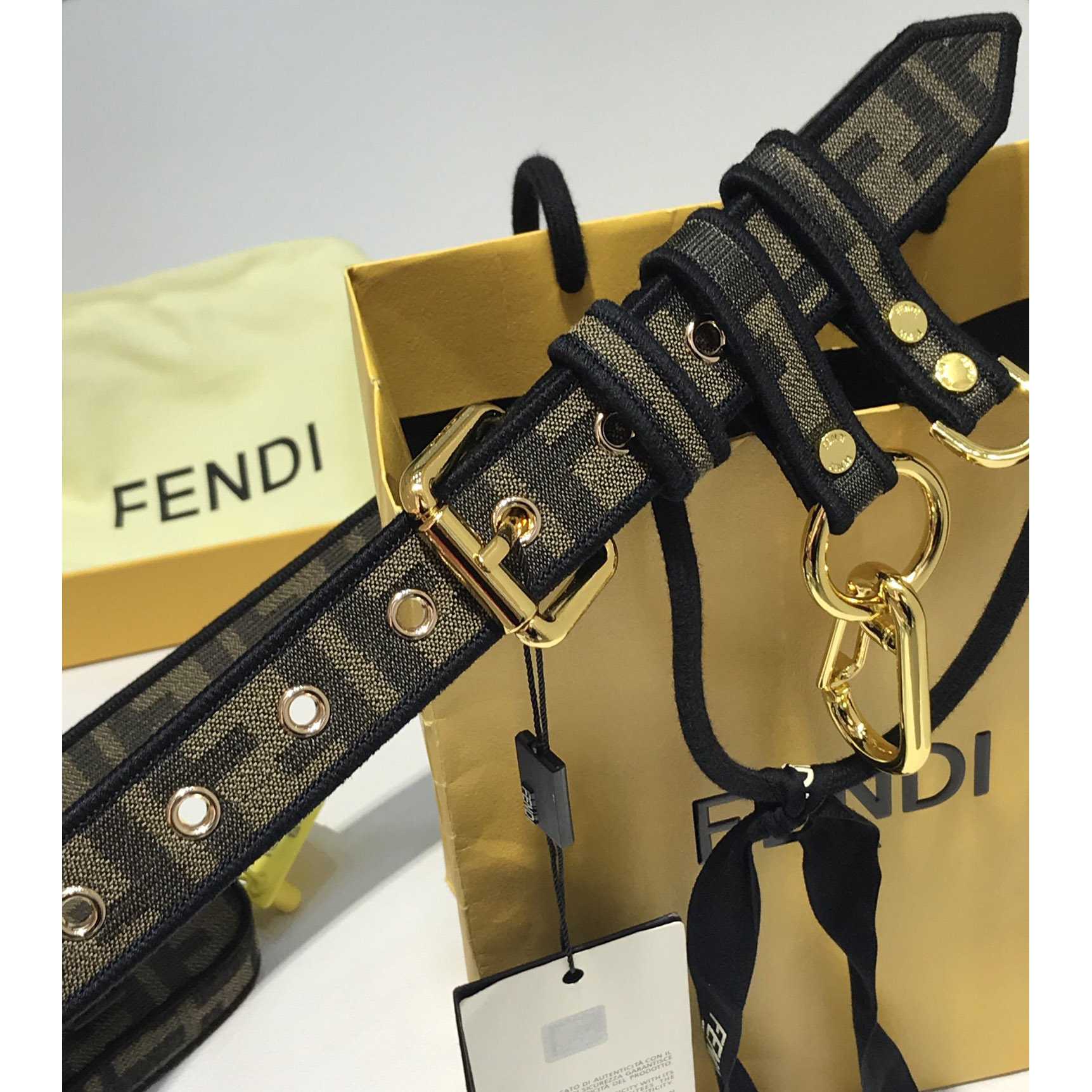 Fendi FF Jacquard Fabric Belt - PerfectKickZ