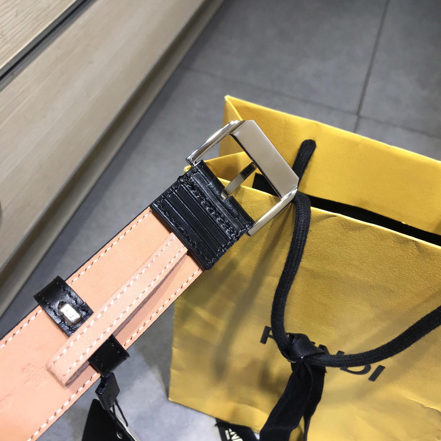 Fendi Black Leather Belt - PerfectKickZ