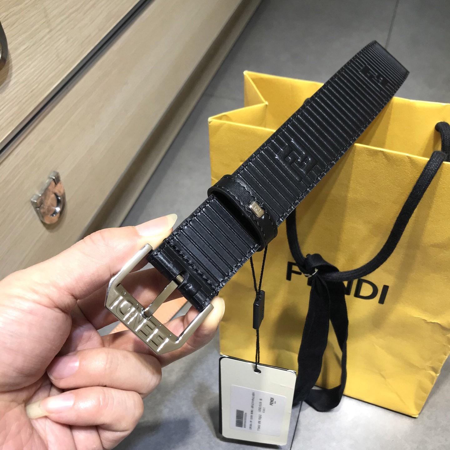 Fendi Black Leather Belt - PerfectKickZ