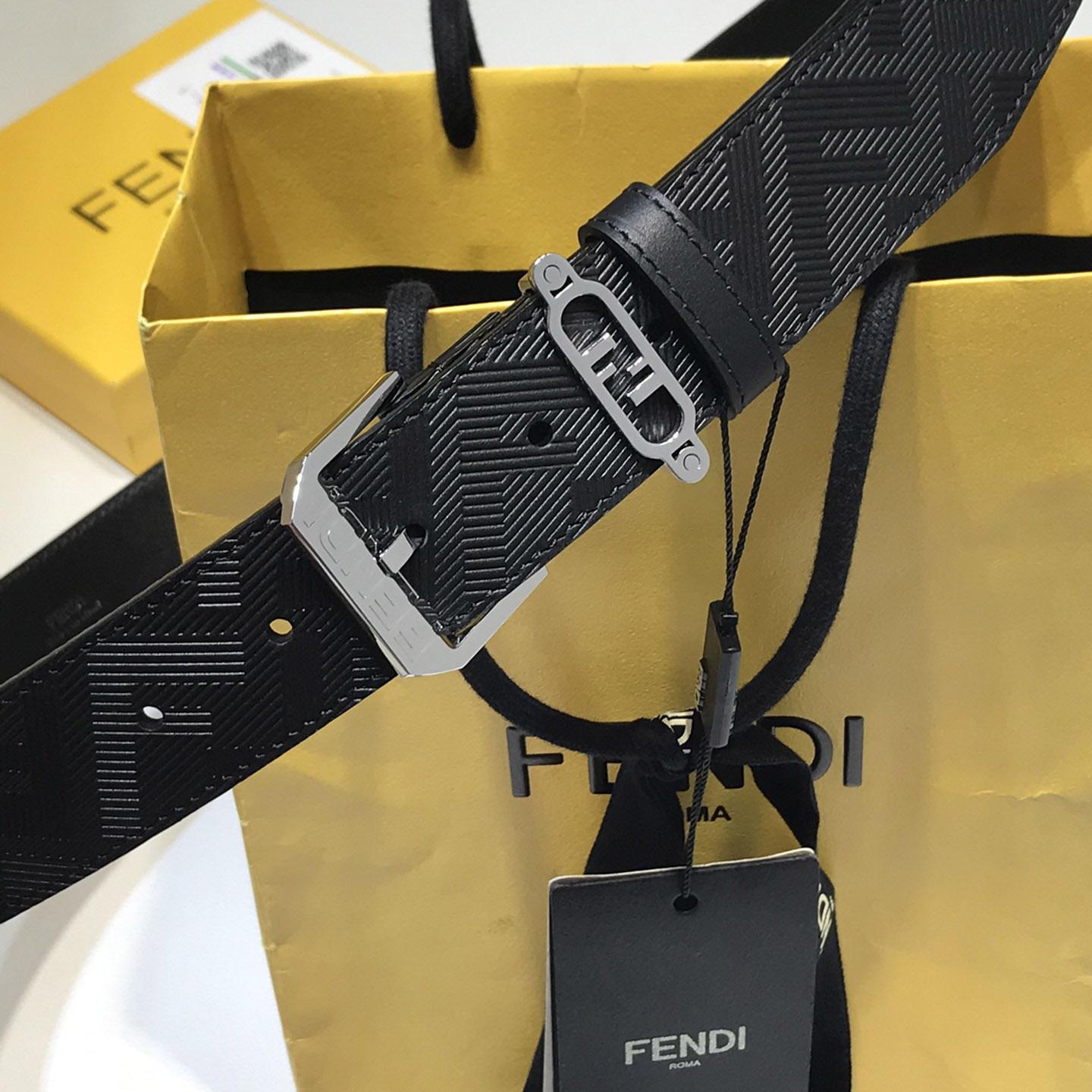 Fendi Edge Black Leather Belt - PerfectKickZ