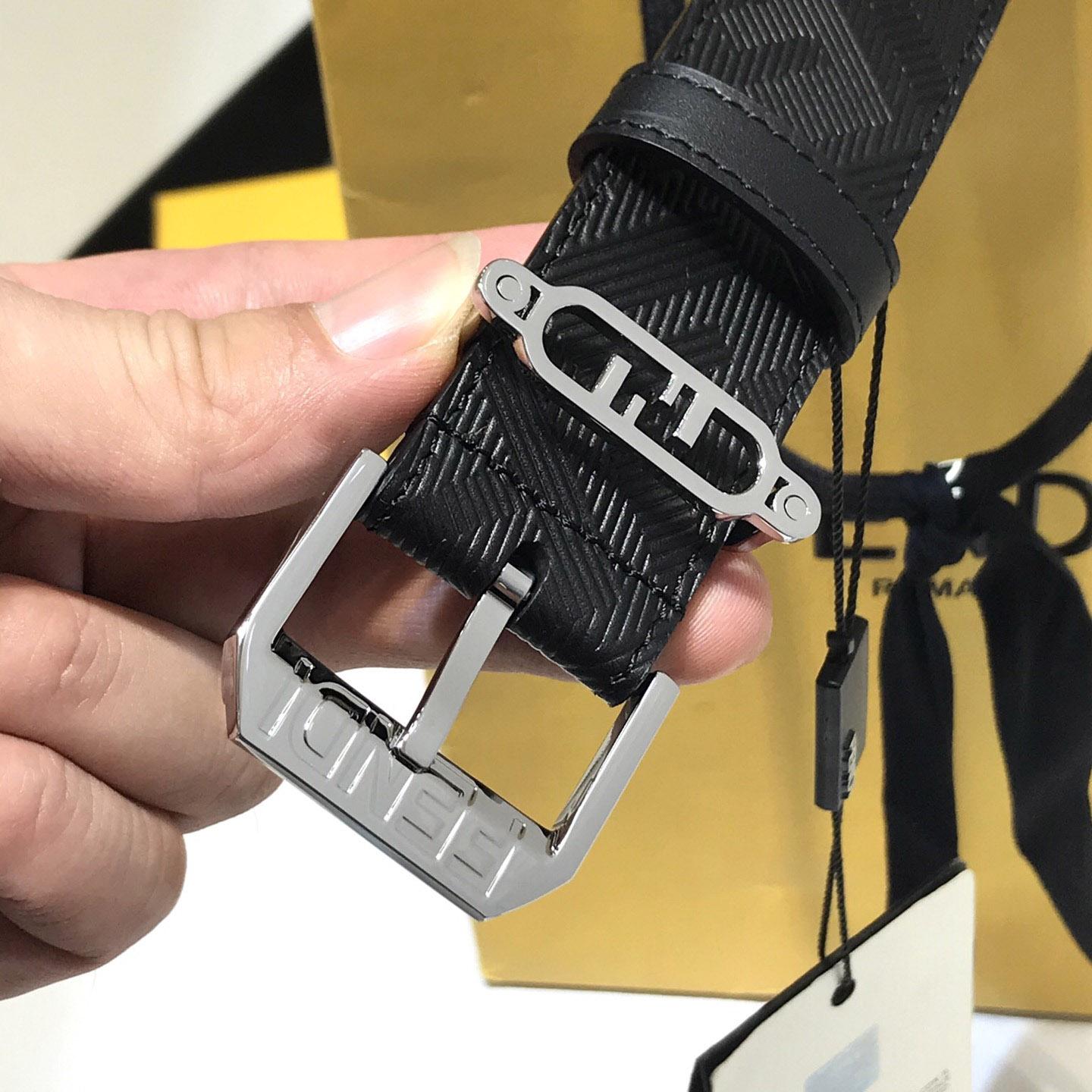 Fendi Edge Black Leather Belt - PerfectKickZ