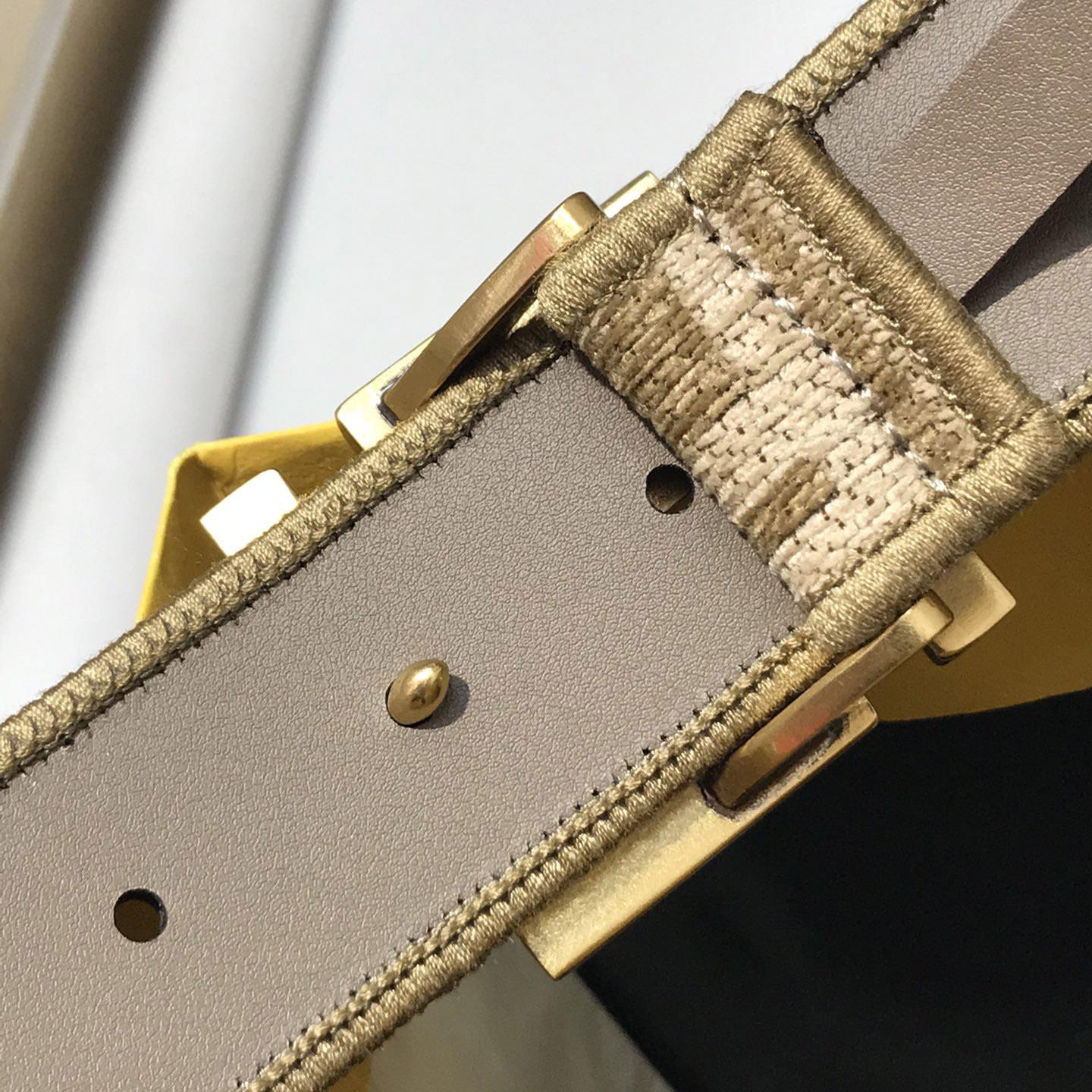 Fendi Dove Gray FF Jacquard Fabric Belt - PerfectKickZ