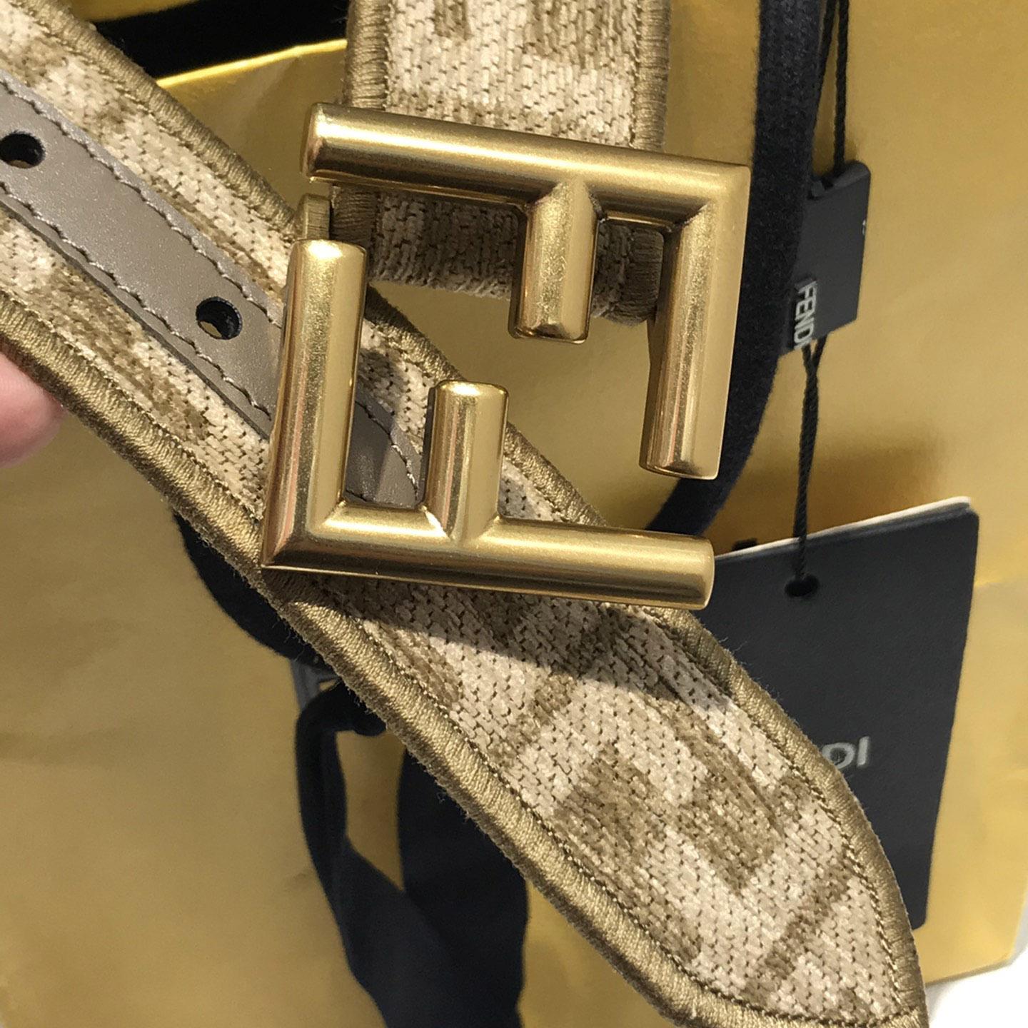 Fendi Dove Gray FF Jacquard Fabric Belt - PerfectKickZ