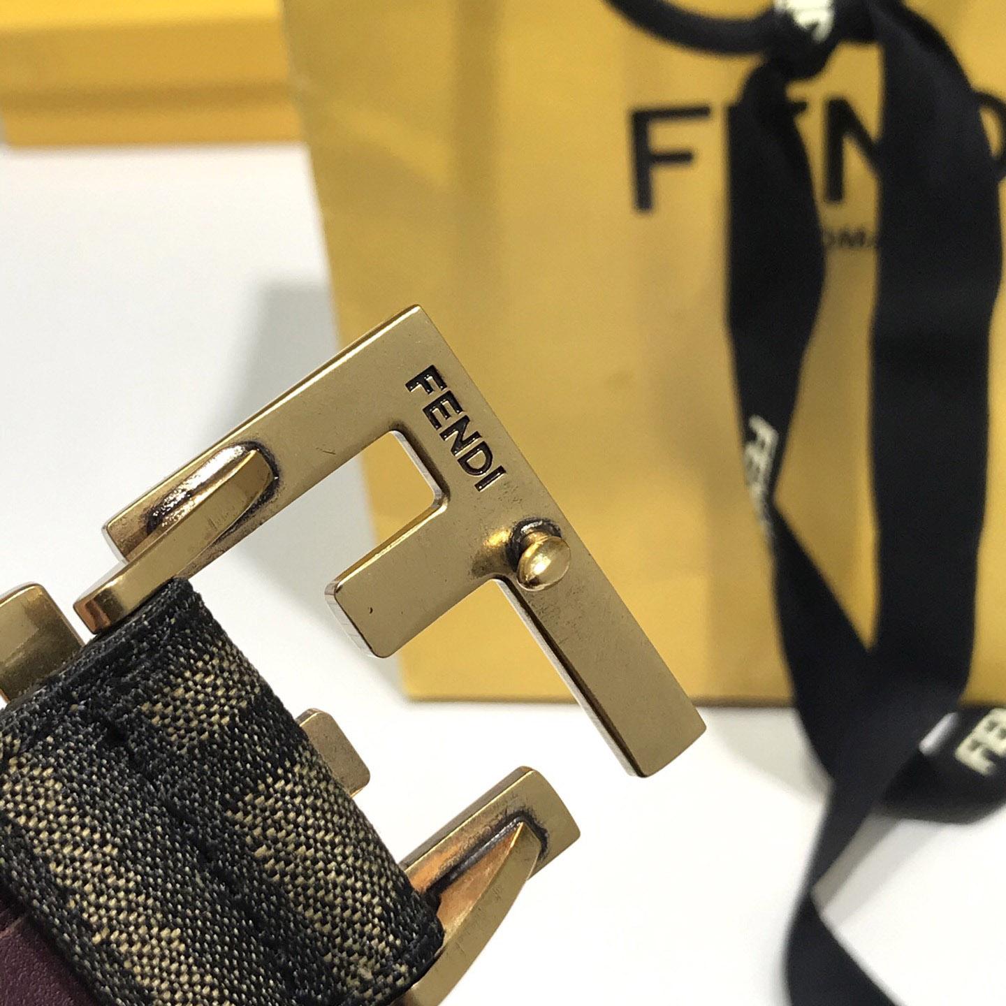 Fendi Brown Fabric Belt - PerfectKickZ