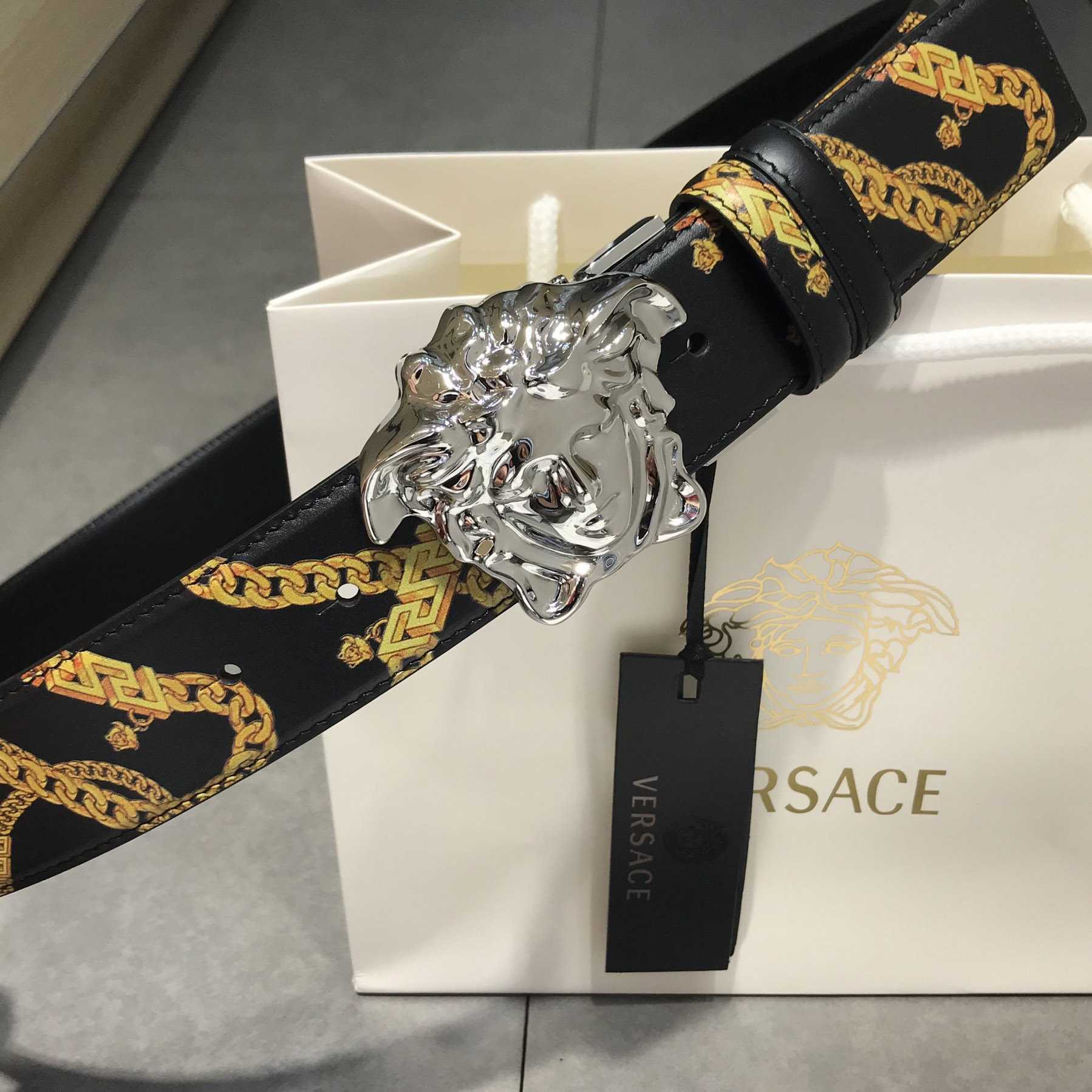 Versace Barocco Reversible Leather Belt  - PerfectKickZ