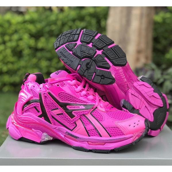 Balenciaga Runner Sneaker In Dark Pink And Black Mesh And Nylon - PerfectKickZ