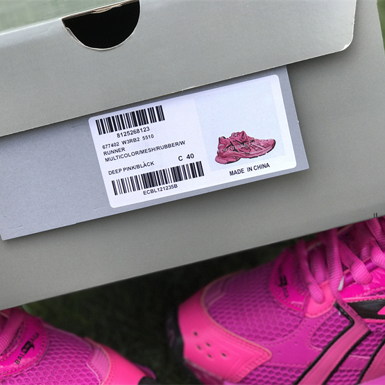 Balenciaga Runner Sneaker In Dark Pink And Black Mesh And Nylon - PerfectKickZ