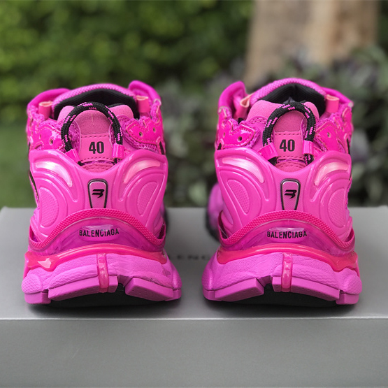 Balenciaga Runner Sneaker In Dark Pink And Black Mesh And Nylon - PerfectKickZ