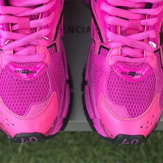 Balenciaga Runner Sneaker In Dark Pink And Black Mesh And Nylon - PerfectKickZ