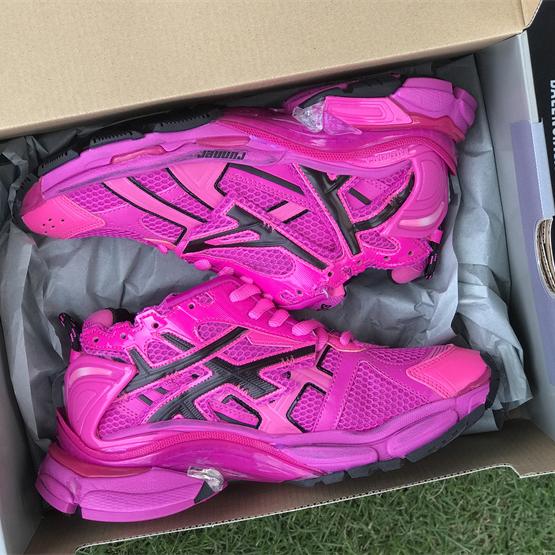 Balenciaga Runner Sneaker In Dark Pink And Black Mesh And Nylon - PerfectKickZ