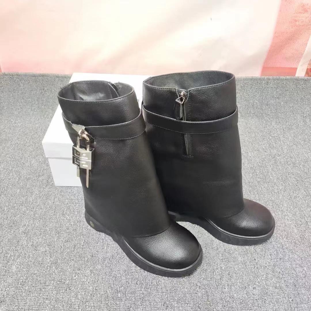 Givenchy Shark Lock Biker Ankle Boots In Grained Leather - PerfectKickZ