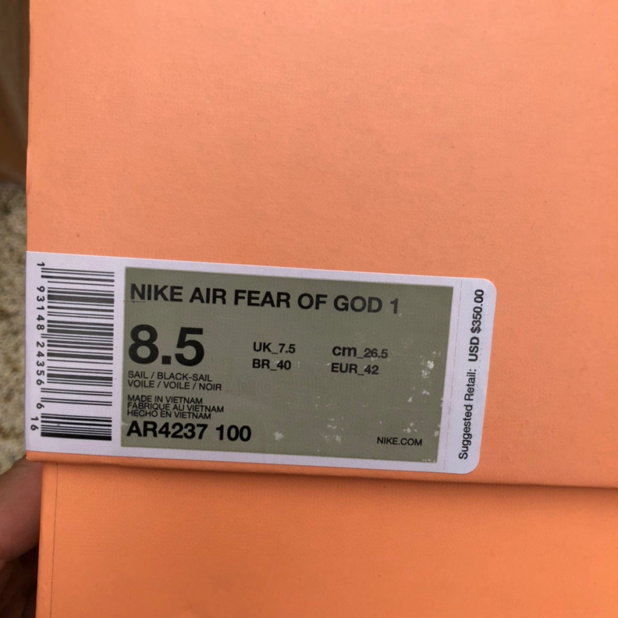 Nike Air Fear Of God 1 Sail Sneakers      AR4237-100 - PerfectKickZ