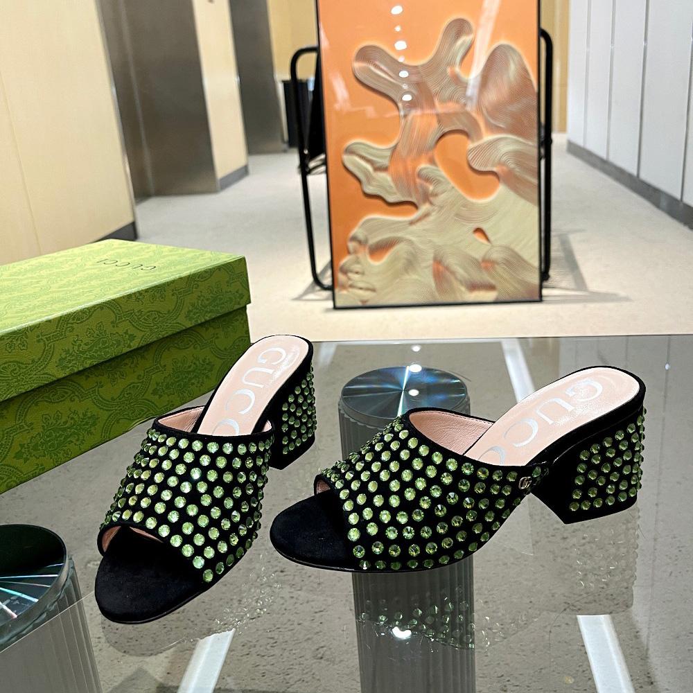 Gucci Women's Slide Sandal With Crystals - PerfectKickZ