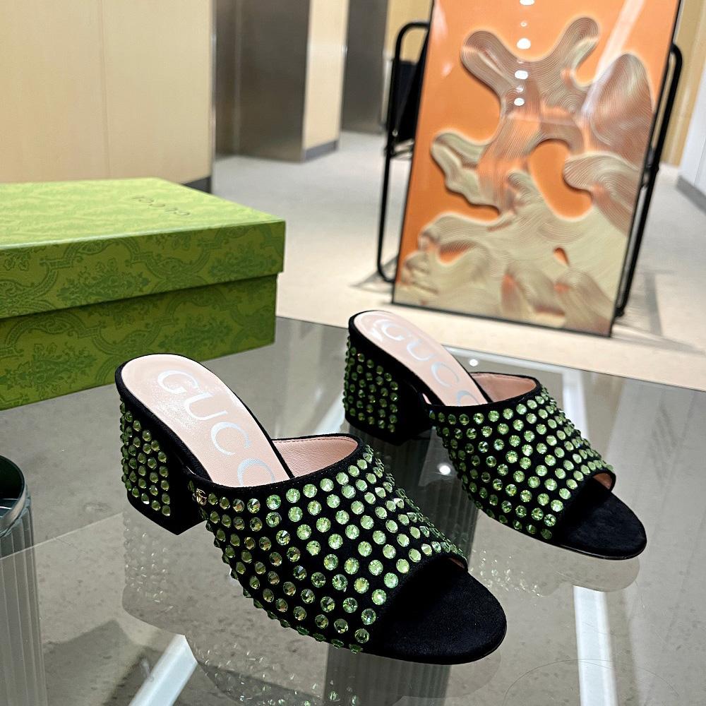 Gucci Women's Slide Sandal With Crystals - PerfectKickZ