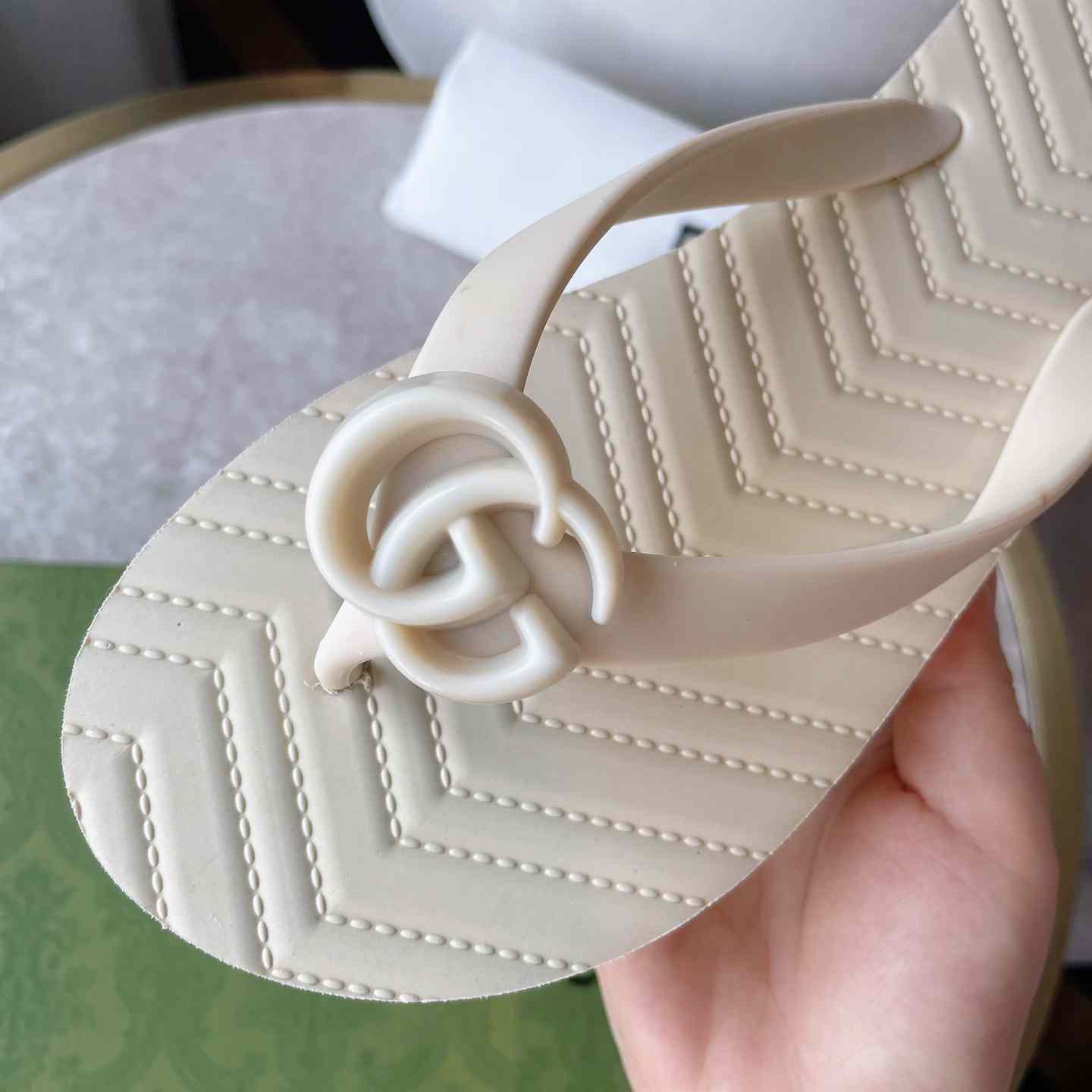 Gucci Women's Chevron Thong Sandal - PerfectKickZ