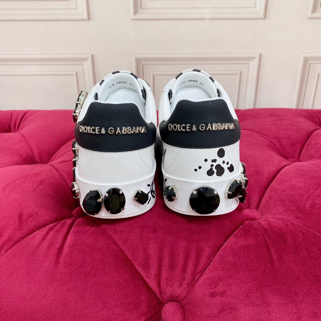 Dolce & Gabbana Calfskin Portofino Sneakers With Embroidery - PerfectKickZ