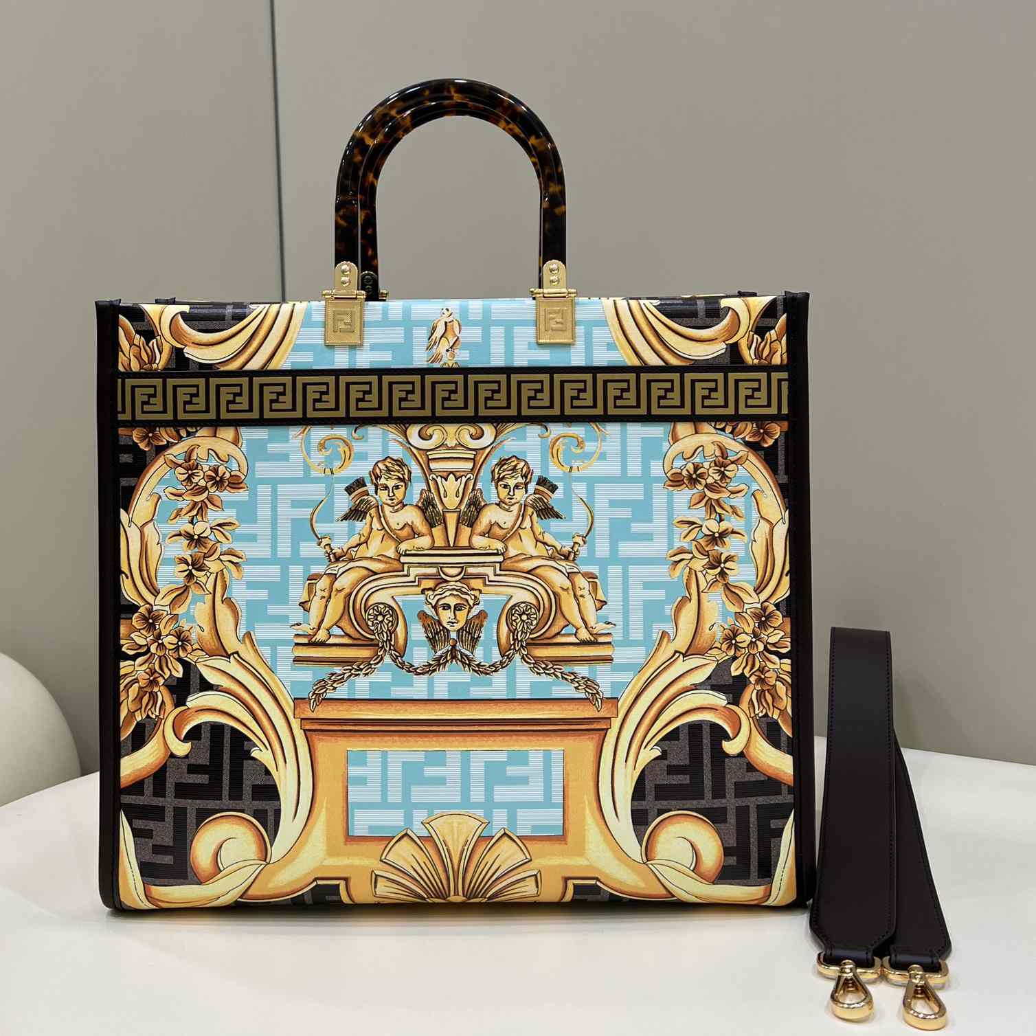 Versace x Fendi Sunshine Fendace Leather Shopper(36-13-32cm) - PerfectKickZ