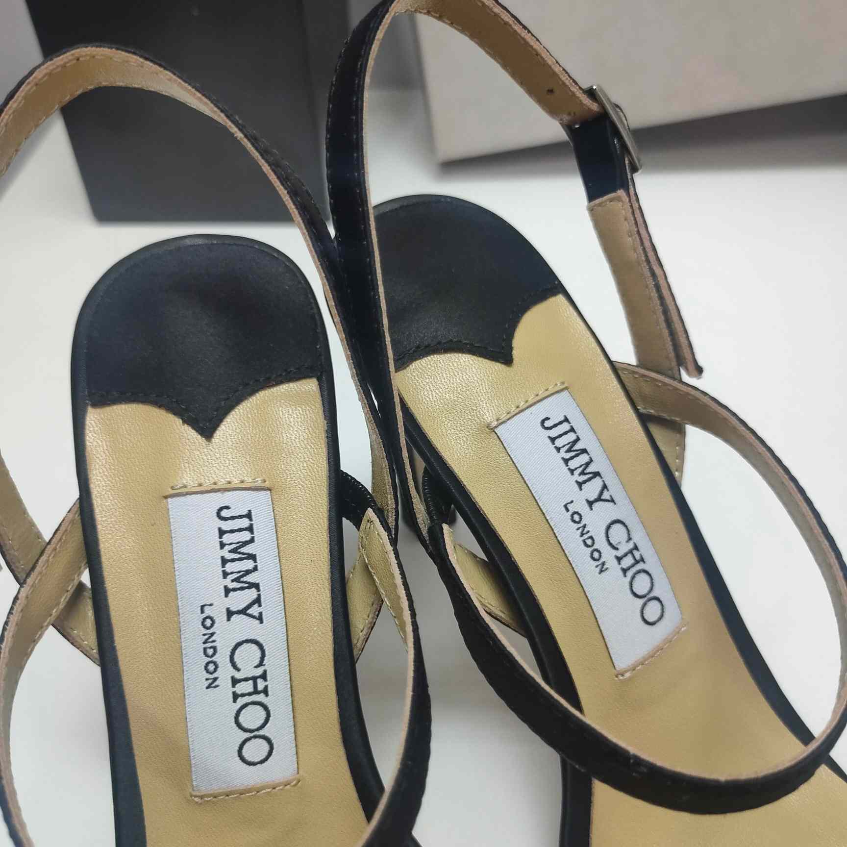 Jimmy Choo Meira 85 Black Suede Sandals With Crystal Embellishment - PerfectKickZ