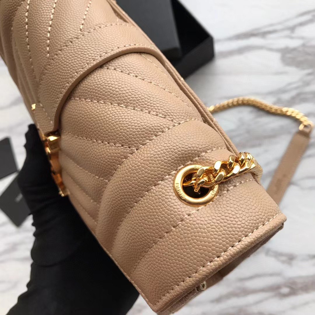 Saint Laurent Envelope Small Bag In Mix Matelasse Grain De Poudre Embossed Leather(21-13-6cm) - PerfectKickZ