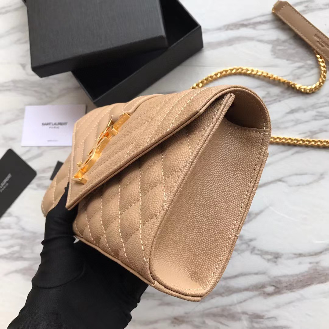 Saint Laurent Envelope Small Bag In Mix Matelasse Grain De Poudre Embossed Leather(21-13-6cm) - PerfectKickZ