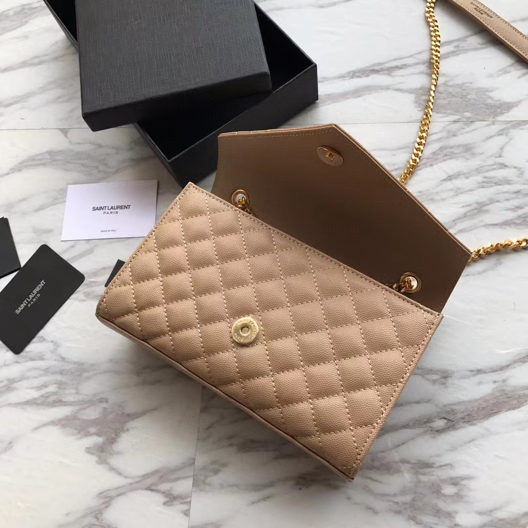 Saint Laurent Envelope Small Bag In Mix Matelasse Grain De Poudre Embossed Leather(21-13-6cm) - PerfectKickZ