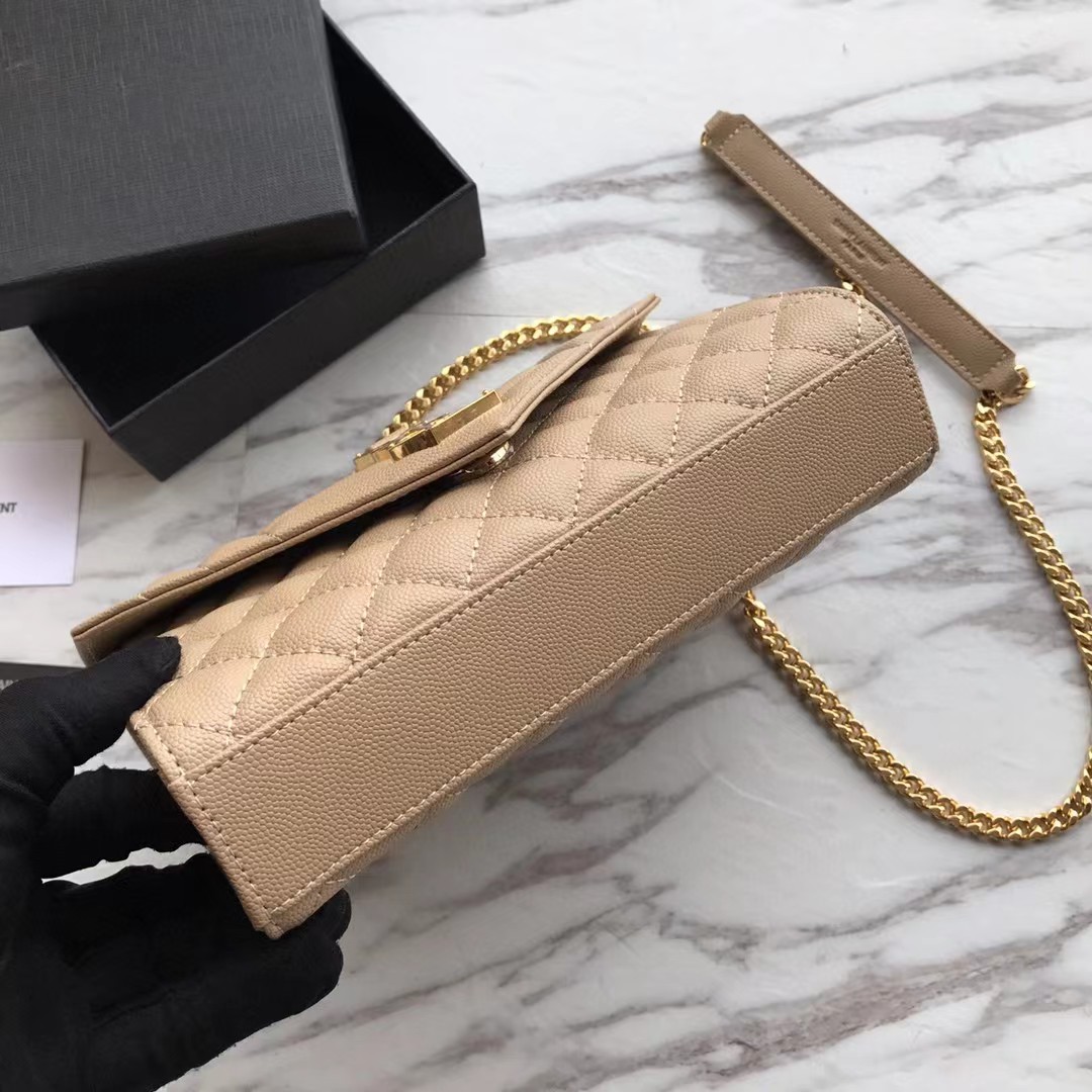 Saint Laurent Envelope Small Bag In Mix Matelasse Grain De Poudre Embossed Leather(21-13-6cm) - PerfectKickZ