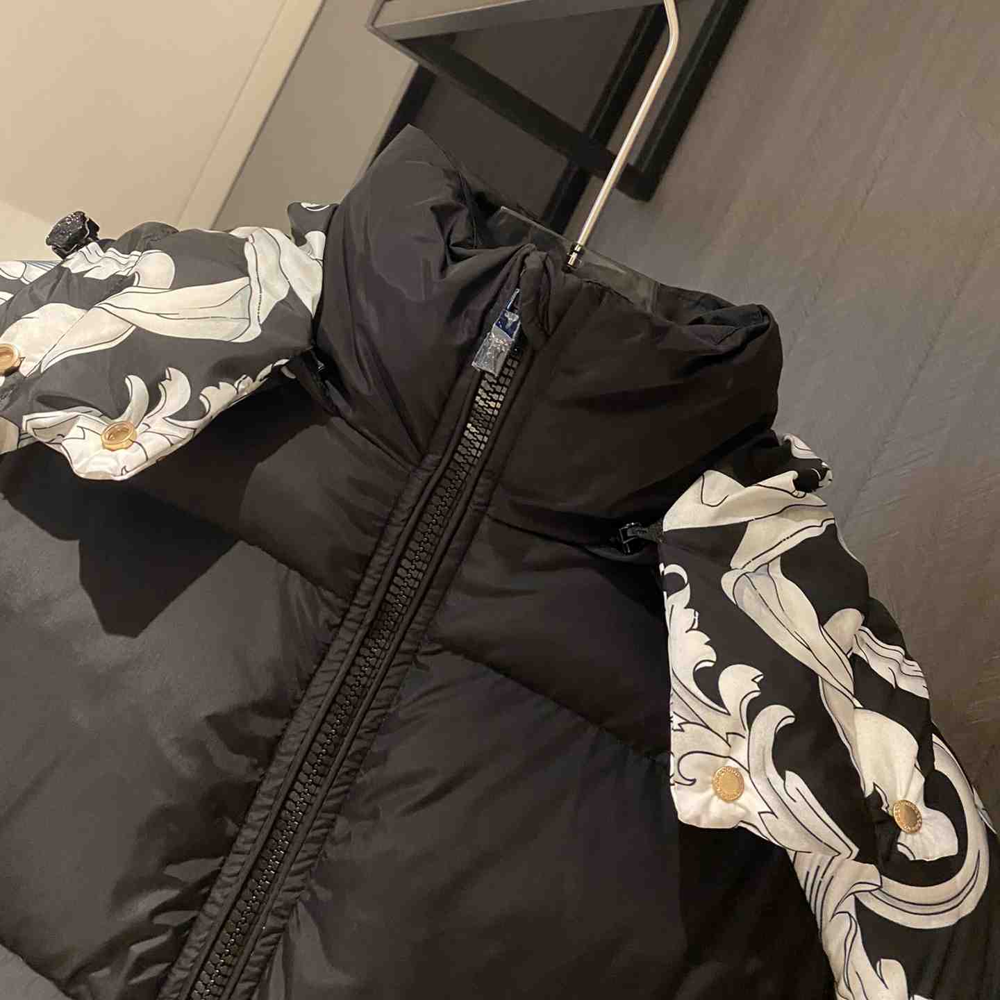 Versace Women's Silver Baroque Puffer Jacket - PerfectKickZ
